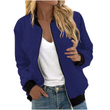 Veste sweat-shirt légère à fermeture éclair pour femme, style bomber sans capuche avec poches – Idéale pour les tenues décontractées et la
