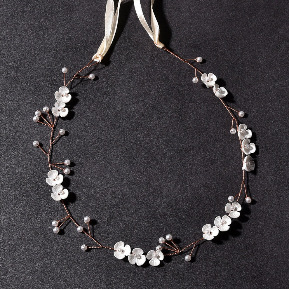 Crystal bridal headband with faux pearls