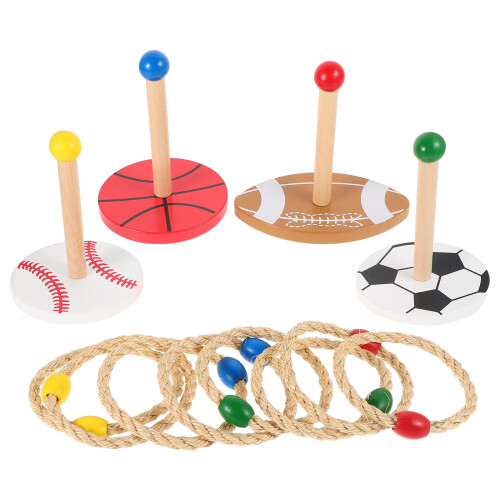 3Ensembles Jeu Lancer Anneaux Bois Enfant 1