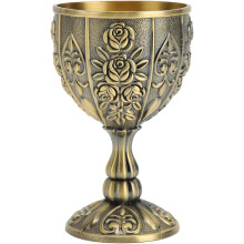 Calice en métal à motif floral vintage, idéal pour la décoration de la maison, des fêtes et des mariages, style médiéval (bronze).