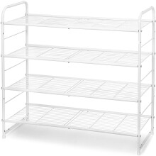 Étagère à chaussures empilable à 4 niveaux, extensible et réglable, en fil métallique, noire