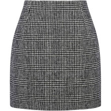 Minigonna a tubino a vita alta in lana da donna, autunno/inverno, a quadri, stile a quadri.