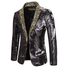 Giacca da completo casual da uomo con paillettes, colore nero, taglia S, autunno/inverno.