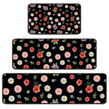 Floral Kitchen Rug Set of 3 – Non-Slip, Washable,