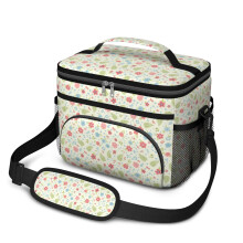 Sac à lunch isotherme à motif floral pour femmes et hommes – Étanche, bandoulière réglable, 25,4 x 17 x 20,3 cm, compatible avec les boîtes