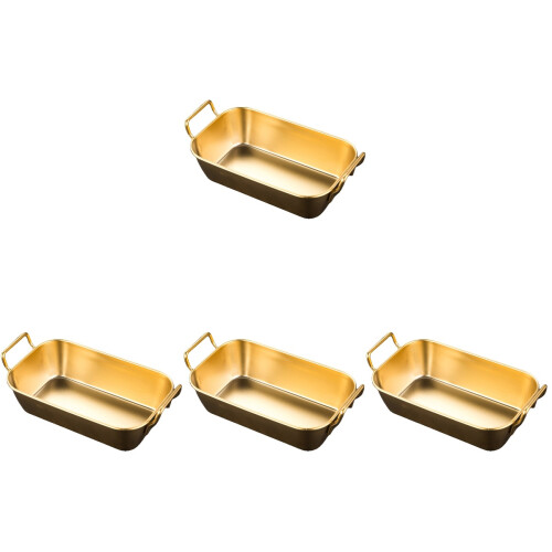 4Pièces Plateaux Métalliques Dorés Poignées 1