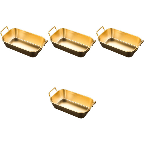 4Pièces Plateaux Métalliques Dorés Poignées 2