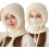 Conjunto feminino 3 em 1 de gorro, cachecol e máscara de tricô 1