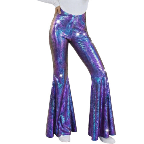 Dambyxor med hög midja och glitterpaljetter, vida