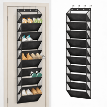 Clear over-door shoe organizer 10-tier deep pockets black