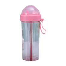 600 ml dubbele plastic beker met rietje, dubbele drinkfles voor buitensporten en reizen, lekvrije waterfles