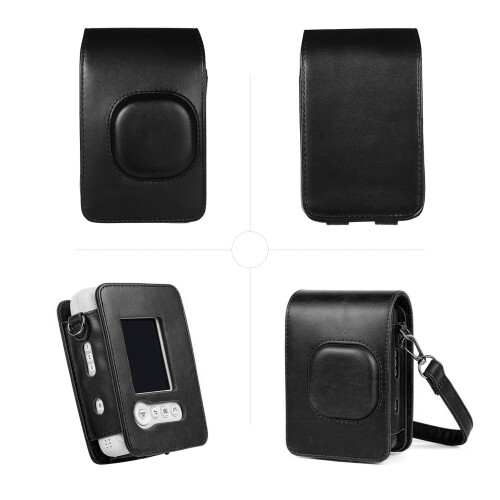 Estojo compacto para câmera instantânea Fuji Mini LiPlay, em couro PU com alça de ombro. 2