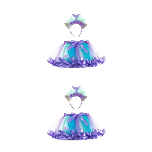 2Ensembles Ensemble Tutu Coloré Et Bandeau Sirène Décoratif 2