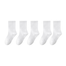 Kids Sports Socks Solid Color Middle Tube Knitted Socks Comfortable Sweat Absorbent Socks