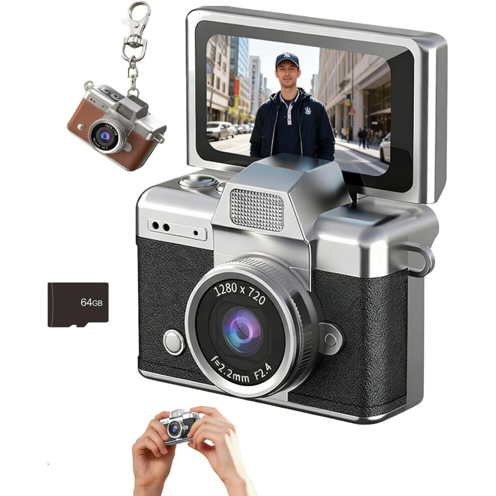 Mini Digital Camera 1.47" Lcd, 1080P Hd Video, Built-In Flash, 64Gb Card, Lanyard & Keychain Â Compatible With Ios/Android 9110895832448