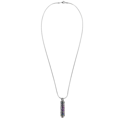 5Pièces Collier Urne Cylindre Acier Inoxydable Argenté 1
