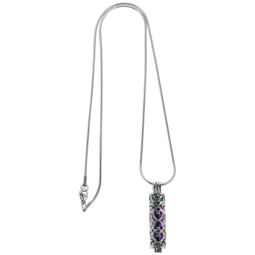 5Pièces Collier Urne Cylindre Acier Inoxydable Argenté 2