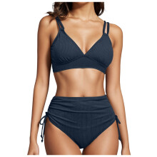 Barr Bikini Halter do Mhná S|opiago, Culaith Snámha Stuáilte Amháin, Barr Gan Bun, Gorm