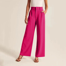 Dress Pants for Women Plus Size, High Waisted Wide Leg Pants Work Business Casual Flowy Trousers Office Hot Pink