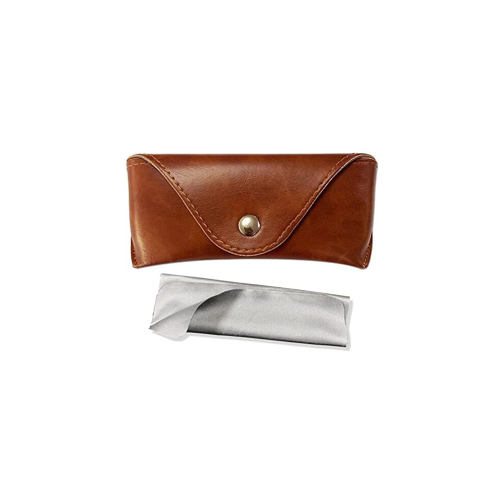 Portable Leather Glasses Case,Flexible Sunglasses Pouch Slim Case for Women Men Horizontal Eyeglass Case