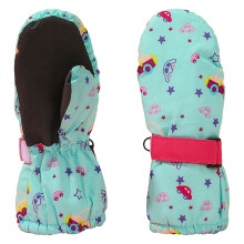 Likimi Kleinkinder-Fäustlinge, Jungen und Mädchen, bedruckt, niedlich, wärmend, wasserdicht, Herbst-Winter-Skihandschuhe, Größe 2-4 Jahre, Grün