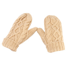 Ski Mittens Women, Women Warmer Thicken Knitted Finger Thermal Skiing Gloves Mittens for Women Khaki One Size