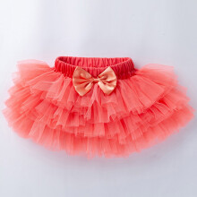 Mini Tutu Skirt For Toddler Girls Baby Cute Rainbow Net Yarn Bow Princess Multi-color Skirt, Orange