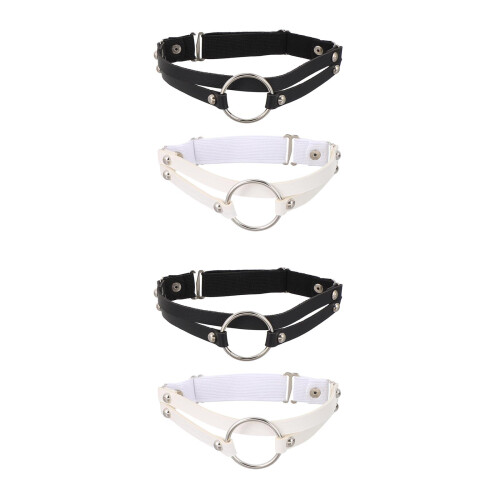 4Pièces Bandes De Jambe Punk En Cuir Artificiel Ajustables Pour 2