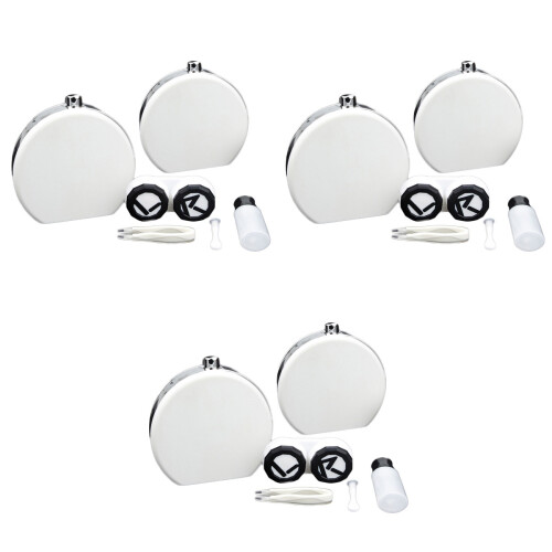 3St Lenzendoos Met Spiegel Wit En Draagbaar Lensbehoud Kit 2