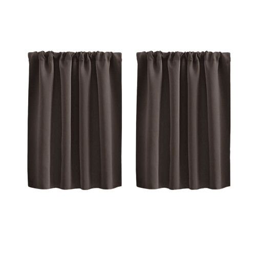 Cortinas curtas marrons com isolamento térmico e bloqueio de luz (2 painéis).