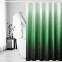 Rideau de douche extra long 183 x 213 cm, vert émeraude ombré, tissage gaufré, hydrofuge et lavable en machine