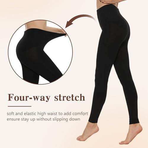 2 par 400D dame sorte termiske varme vinterfleece tights 1