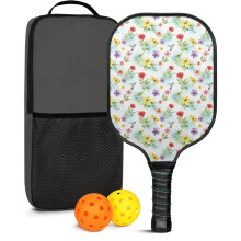 Floral Fiberglass Pickleball Paddles Set 2 pcs with 2 balls