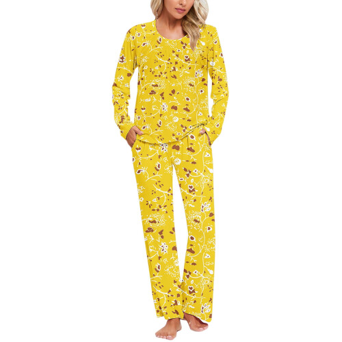 Set pigiama da donna in cotone a maniche lunghe, due pezzi con tasche.