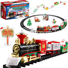 Christmas model train set with electric locomotive and