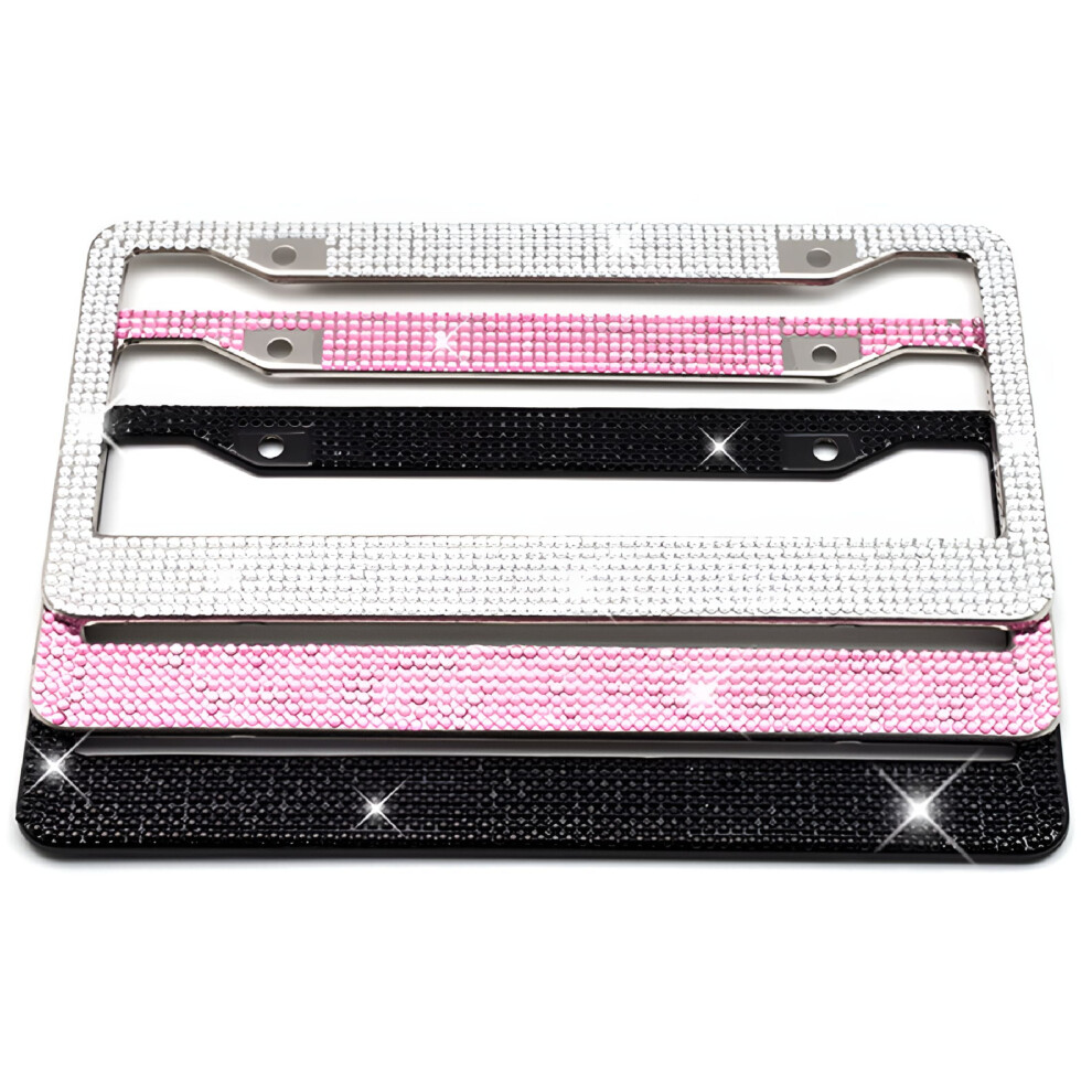 Stainless Steel License Plate Frame With Rhinestones 1 Pc 922042417120