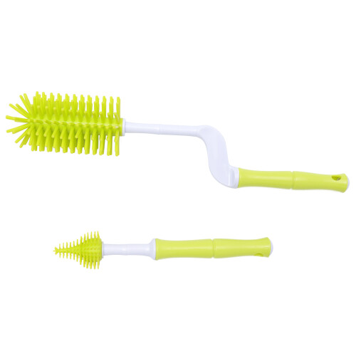 2Sets Home Use Yellow Silicone Feeding and Pacifier Cleaning Brush Set 1