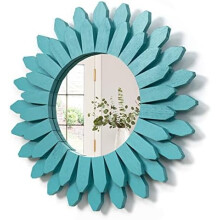 Beach Wall Decor Mirror Wooden Sunburst 12 Inch