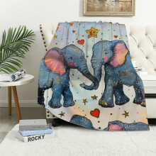 Plaid duveteux à motif éléphant rose 100 x 125 cm pour filles, enfants, adolescentes et femmes – Cadeau décoratif en flanelle douce pour
