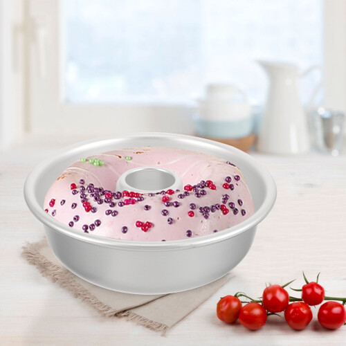 Runde Backform für Kuchen, Aluminiumlegierung, 1 Stück, Silber 2