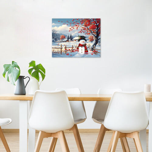 Snowman Wall Art Canvas Print 10x8 in 1