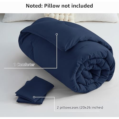 Set copripiumino matrimoniale blu navy in microfibra, 3 pezzi 2