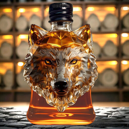 Καράφα Ουίσκι Wolf Head 8,5oz Βοροπυριτικό Γυαλί - Διανομέας Ποτών με Πώμα για 1