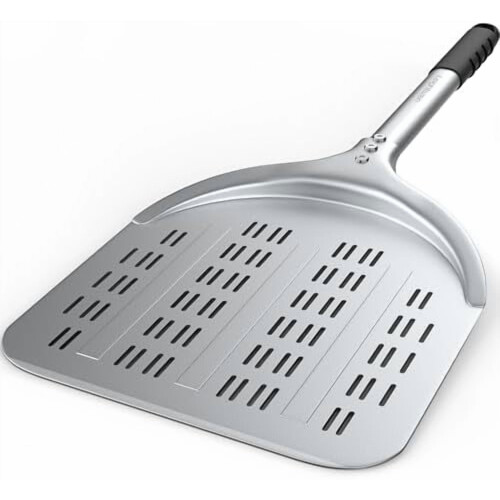Pala per pizza in alluminio forato da 30 cm con gancio per appenderla