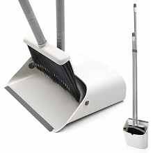 Broom and Dustpan Set, Long Handle Lightweight Broom Set Upright Standing Dustpan Stand Up Store Sweep Set for Home Room Kitchen Office Lobby