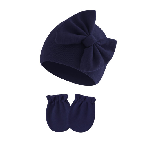 Set di cappellino e guantini in cotone per neonata (0-6 mesi)