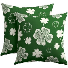 Housses de coussin pour la Saint-Patrick, 40 x 40 cm, lot de 2, motif trèfle vert, en coton et lin, pour canapé, lit – Compatibles avec les