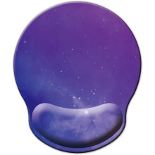 (09-Starry sky) Blue Marble Ergonomic Mouse Pad with Memory Foam Wrist Rest, Non-Slip Rubber Base, for Home Office & Gaming