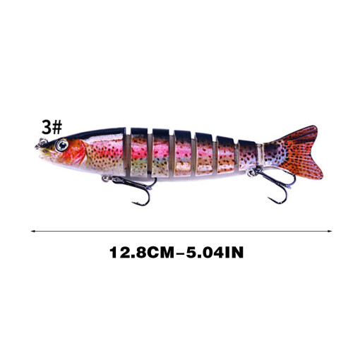 Segment Swimbait-Köder – Lebensechter Hartköder mit 3D-Augen und Drillingen, sinkend, geeignet für Barsch, Forelle und Zander 2