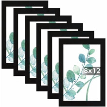 8x12 Picture Frame Black Set of 6, Display Pictures 8x12 Without Mat, Wall Mounting